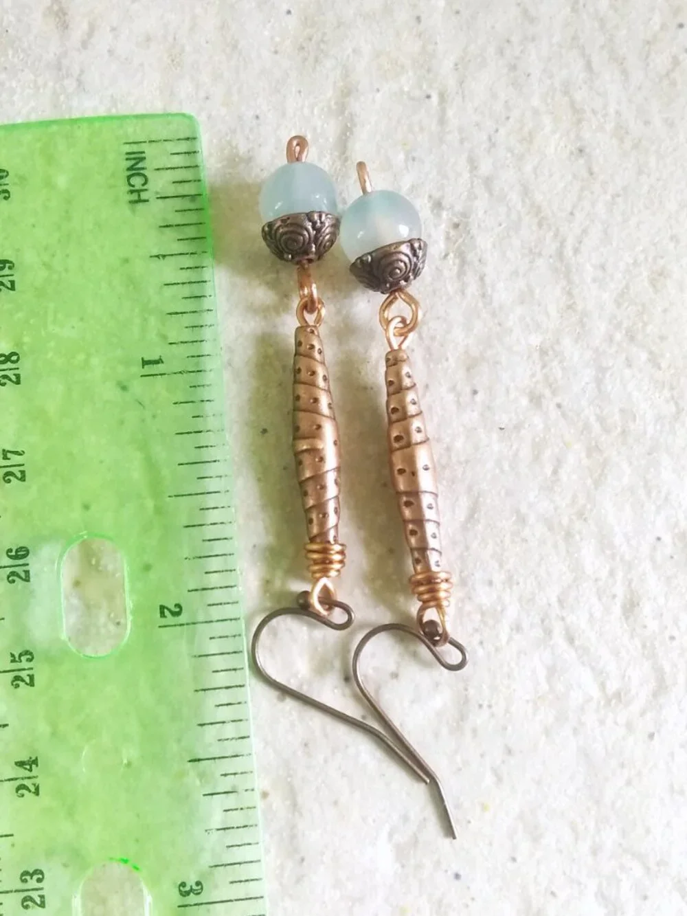 Pale Blue Agate & Copper Dangle Earrings ~ Handmade ~ Festival Feminine Boho